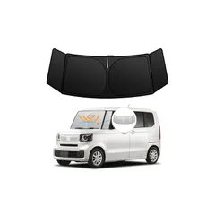 【強化版】ホンダ N-BOX JF5 JF6系 フロントガラスサンシェード 3代目 N-BOXカスタム R5.10-現行 UVカット 吸盤不要 6層構造 遮光断熱 夏 紫外線 UVカット 簡単着脱 内装パーツ 車種専用設計 折り畳み式 収納袋付き 1