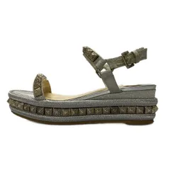 CHRISTIAN LOUBOUTIN(クリスチャンルブタン) サンダル 35 レディース - シルバー×ゴールド スタッズ/ラメ レザー