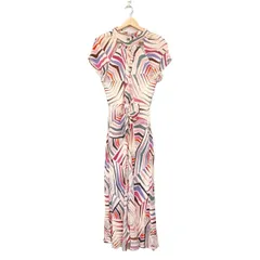 Kate spade(ケイトスペード) ワンピース サイズ2 S レディース - アイボリー×ピンク×マルチ 半袖/ロング/シルク