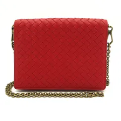 BOTTEGA VENETA(ボッテガヴェネタ) 財布 イントレチャート レッド チェーンウォレット レザー