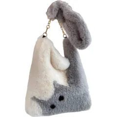 ☆ グレー ☆ ファーバック 猫柄 猫柄 バッグ ショルダー モコモコバッグ ファー もこもこバッグ 冬バッグ ショルダーバッグ トートバッグ 肩掛けバッグ レディース 斜めかけバッグ 斜め掛けバッグ ショルダーバック トートバック ネコ ねこ柄 かわいい