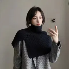 ☆ ブラック ☆ タートルネック ニットポンチョ ケープ ポンチョ レディース ニットポンチョ スヌード ニット タートルネック ハイネック ニットケープ レイヤード 重ね着 トップス 秋冬 ネックウォーマー 羽織り きれいめ 無地 ベスト 肩掛け マフラー