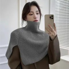 ☆ グレー ☆ タートルネック ニットポンチョ ケープ ポンチョ レディース ニットポンチョ スヌード ニット タートルネック ハイネック ニットケープ レイヤード 重ね着 トップス 秋冬 ネックウォーマー 羽織り きれいめ 無地 ベスト 肩掛け マフラー