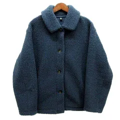 ユニクロ UNIQLO ボア フリース ステンカラー ショート コート ブルー XL 大きいサイズ 442884