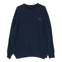 THE NORTH FACE ノースフェイス NT62296 Comfortive Wool Trainer コンフォーティブウール トレーナー ロゴ刺繍 ネイビー系 L【中古】