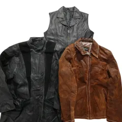古着卸 まとめ売り レザー ジャケット MIX 3枚セット (レディース ) ベスト スイングトップ 切り替え 中古 古着 NC6123
