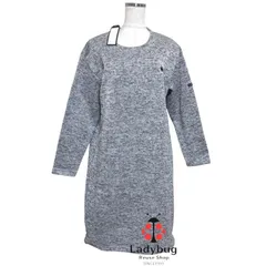 新品 knights of round table レディース 裏起毛ワンピース スウェットワンピース 膝丈 長袖 霜降りグレー Lサイズ 秋冬 防寒 あったか 楽ちん 体型カバー カジュアル きれいめ コーデ自在 大人可愛い おしゃれ