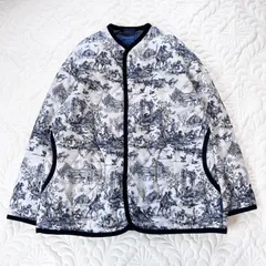 LAVENHAM ラベンハム ジャガード ショップ コート JACQUARD SHOP COAT ノーカラー 総柄 23年製 ホワイト系 8のサムネイル