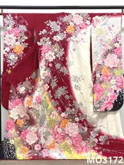 振袖 銀通し ラメ刺繍 金銀彩 身丈167cm パールトーン加工済 MO3172