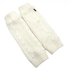 【美品】ヒールクリーク ニットレッグウォーマー アイボリー ケーブル編み 裏フリース レディース  ゴルフウェア Heal Creek