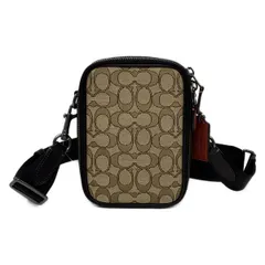 COACH(コーチ) ショルダーバッグ美品  スタントン クロスボディ・シグネチャー ジャカード CH097 カーキ×黒 レザー