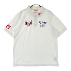 BEAMS GOLFビームスゴルフ 刺繍ロゴ 半袖ポロシャツ 白 Sゴルフウェア