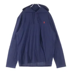 POLO RALPH LAUREN (ポロラルフローレン) ロゴ刺繍 フード付き ロングスリーブ長袖Tシャツカットソー ネイビー 0200016546