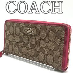 定番 コーチ シグネチャー レッド 長財布 ラウンドファスナー 人気