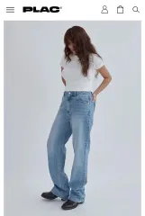 ソジャンXプラック ウォッシュド ストレート デニム パンツ ミッドBLUE