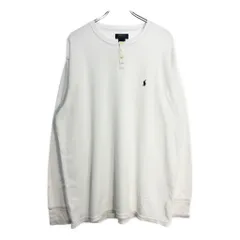 Polo by Ralph Lauren ポロ ラルフローレン ヘンリーネック 長袖サーマルＴシャツ ホワイト(メンズ XL)中古 古着 V8178