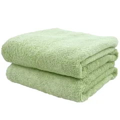 新品 デイリータオル【しっかり】 無地 バスタオル ティーグリーン 2枚 綿100% 60×120cm 普段使い用 タオルケットや敷物にも