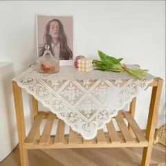 テーブルクロス四角レース花正方形白可愛いお洒落インテリア韓国雑貨バラフリルハート