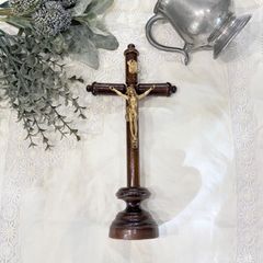 フランスアンティーク キリスト十字架 木製 銘木 ブロカント 蚤の市