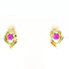 K18YG　K14YG　ピアス　pierced earrings　合成ルビー　総重量約1.1g