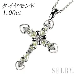 K18WG ダイヤモンド ペンダントネックレス 1.00ct クロス