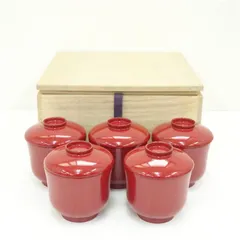 朱漆塗小吸物椀5客（保護箱） 吸い物椀 和食器 おしゃれ 味噌汁 吸い物 漆器 和食 懐石 茶道 茶道具 お椀 汁椀 汁物椀 owan