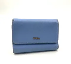 ■美品■FURLA  フルラ　三つ折り財布　レザー　ブルー　ゴールド金具　ロゴ金具　レディース
