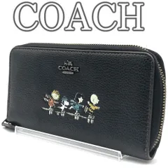 コーチ COACH レザー 長財布 スヌーピー コラボ ラウンドファスナー ブラック Peanuts Collaboration Leather Zip Around Wallet Black