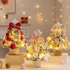 【新登場】クリスマスツリー 卓上 ミニツリー 北欧風 35cm LEDライト付き 飾りつけ 組立簡単 雪化粧 電池式 卓上ツリー 小さめ クリスマス 飾り 置物 かわいい 雰囲気満々 ギフト
