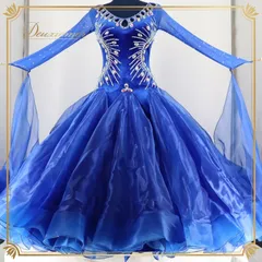 社交ダンス 衣装 スタンダードドレス スタンダード ドレス ワンピース デモ 競技 高級感 上品 ベロア フロート ブルー系 スカート 膨らむ おしゃれドレス フェミニン 優雅 競技用 ダンス衣装 豪華 デザイン パーティー用 ラグジュアリー レディース