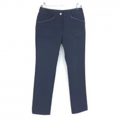 【美品】マンシングウェア パンツ ネイビー ステッチ白 裏起毛 ストレッチ  レディース 9 ゴルフウェア Munsingwear