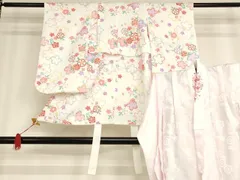 平和屋着物[]七五三　女の子　３歳　祝着　三つ身　長襦袢セット　舞桜文　金彩　洗える着物　AAAU5260ja