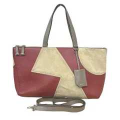 バリー　2WAY　レッド×ベージュ　レザー　バッグ　トートバッグ　ショルダーバッグ　レディース