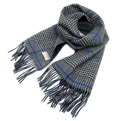 B&Y ユナイテッドアローズ BEAUTY&YOUTH ビューティー&ユース カシミヤ グレンチェック リバーシブル マフラー グレー ネイビー