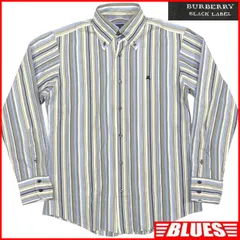 BURBERRY BLACK LABEL バーバリーブラックレーベル シャツ M メンズ 長袖 2 ストライプ ナイト刺繍 廃盤 長袖シャツ ボタンシャツサイズM一覧←SEULB屋着古← TY4118