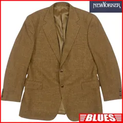 NEWYORKER ニューヨーカー テーラードジャケット L ウール アルパカー AB7 ブレザー スーツ  古着 メンズ 茶 テーラードジャケット_サイズL一覧←SEULB屋着古← TY4082