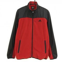 【美品】アディダス 切替ジャケット レッド×黒 ロゴ刺しゅう メンズ L ゴルフウェア adidas