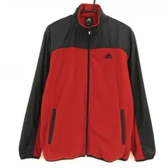 【美品】アディダス 切替ジャケット レッド×黒 ロゴ刺しゅう メンズ L ゴルフウェア adidas