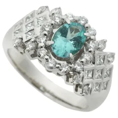 【本物保証】 希少 レア 鑑付 新品同様 リング 指輪 約8.5g Pt900 パライバトルマリン0.54ct メレダイヤ0.90ct 約10.5号 上品 ノーブランド