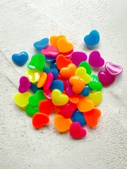 カラフルハートカボション 50個