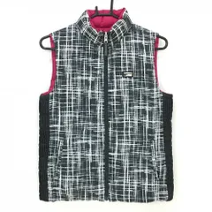 ランバンスポール リバーシブルダウンベスト 黒×白 総柄 サイド切替 裏ピンク無地  レディース 38(M) ゴルフウェア LANVIN SPORT