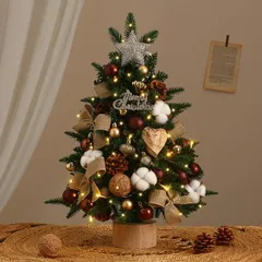 【新登場】クリスマスツリー 卓上 北欧風 45cm LEDライト付き 雪化粧 飾りつけ 組立簡単 電池式 ミニツリー おしゃれ クリスマス飾り キラキラ 雰囲気満々 ギフト 部屋 自宅 玄関