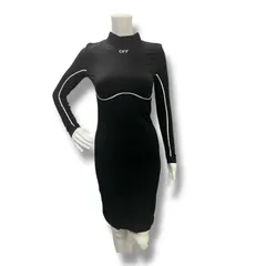 国内正規 Off-White Logo Detailed Long-Sleeved Dress ロゴディテールロングスリーブドレス ワンピース オフホワイト OWVT023C99KNI001 ブラック S/M 360A1のサムネイル