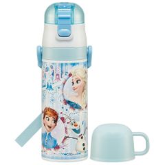 ☆ 아나운서와 눈의 여왕 24 ☆ 초경량 2WAY 스테인레스 병 470ml 수통 어린이 스테인레스 직접 마시고 컵 첨부 경량 초경량 스테인리스 병 2way 470ml 약 500ml 약 0.5l 보냉 보온 캐릭터 유치원