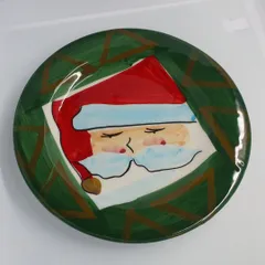 イタリアン雑貨 平皿 アンティーク 手書き サンタ クリスマス