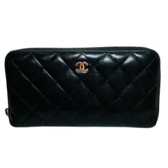 シャネル　CHANEL　マトラッセ　ラムスキン　ブラック　長財布　2つ折り財布　ユニセックス