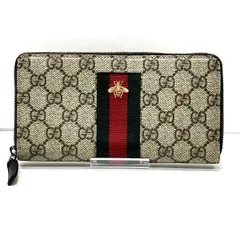 グッチ　GUCCI　シェリーライン　408831　GGスプリーム　ビー　ラウンドファスナー　財布　長財布　ユニセックス