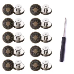 YINKE ジーンズ 調整ボタン 10個セット ジーンズボタン ジーンズにぴったり ピン 金属ジーンズ 簡単取付け DIY 手作り 延長と縮小可能 専用ドライバー付き (銅色)