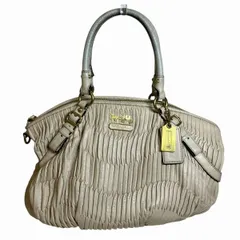 コーチ　COACH　マディソン　ギャザー2WAY　15942　ベージュ　レザー　バッグ　ハンドバッグ　レディース