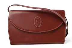 カルティエ ショルダーバッグ/クラッチバッグ 2way マストライン Cartier ミニバッグ ヴィンテージ バッグ レザー ボルドー【中古】
